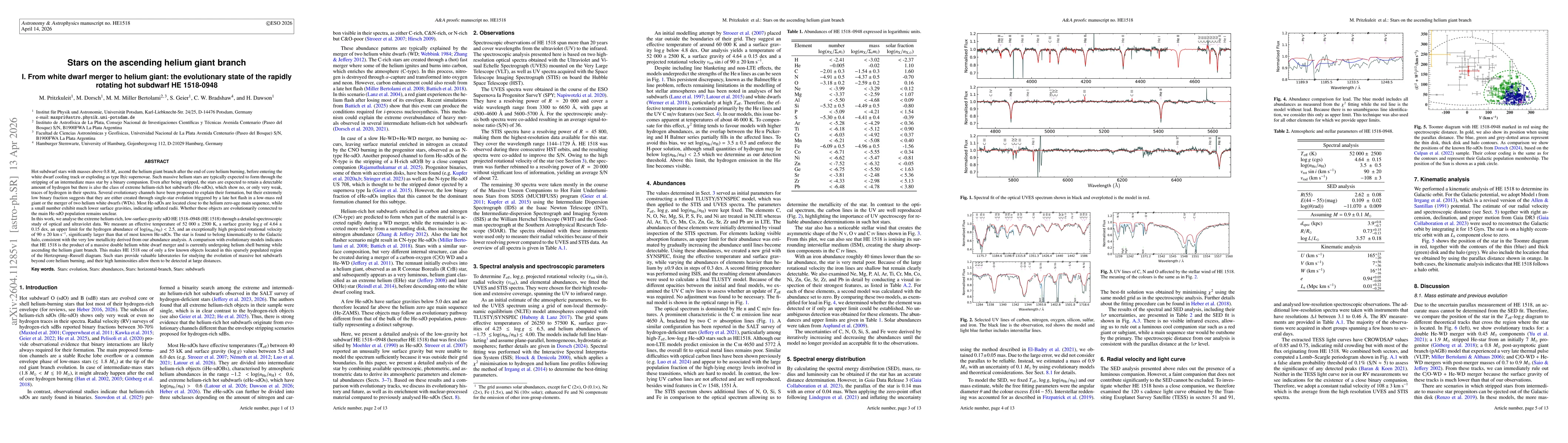 Thumbnail for Stars on the ascending helium giant branch I. From white dwarf merger to helium giant: the evolutionary state of the rapidly rotating hot subdwarf HE 1518-0948