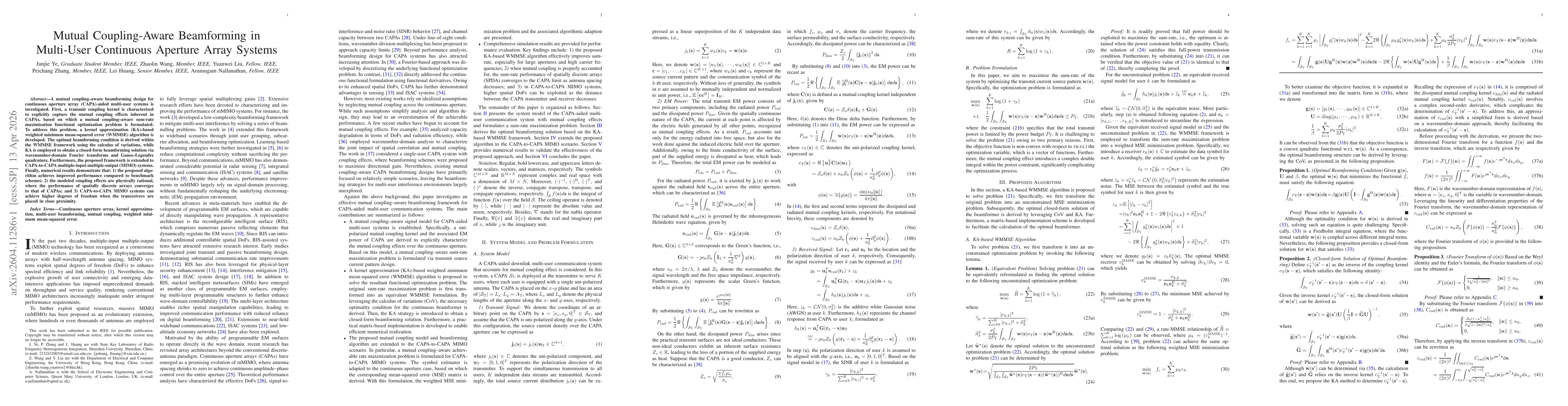 Thumbnail for Mutual Coupling-Aware Beamforming in Multi-User Continuous Aperture Array Systems