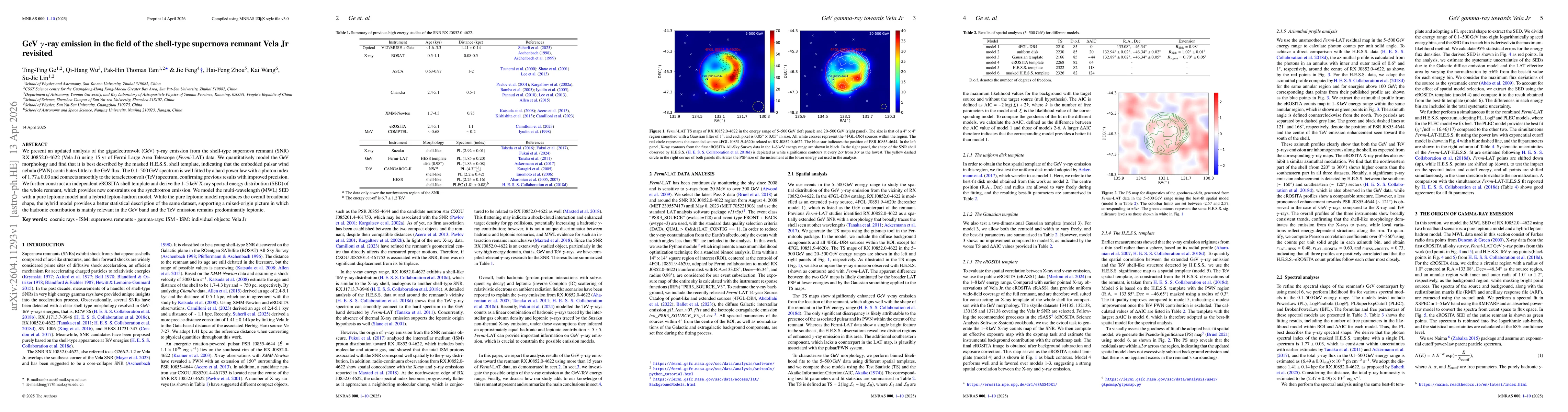 Thumbnail for GeV gamma-ray emission in the field of the shell-type supernova remnant Vela Jr revisited