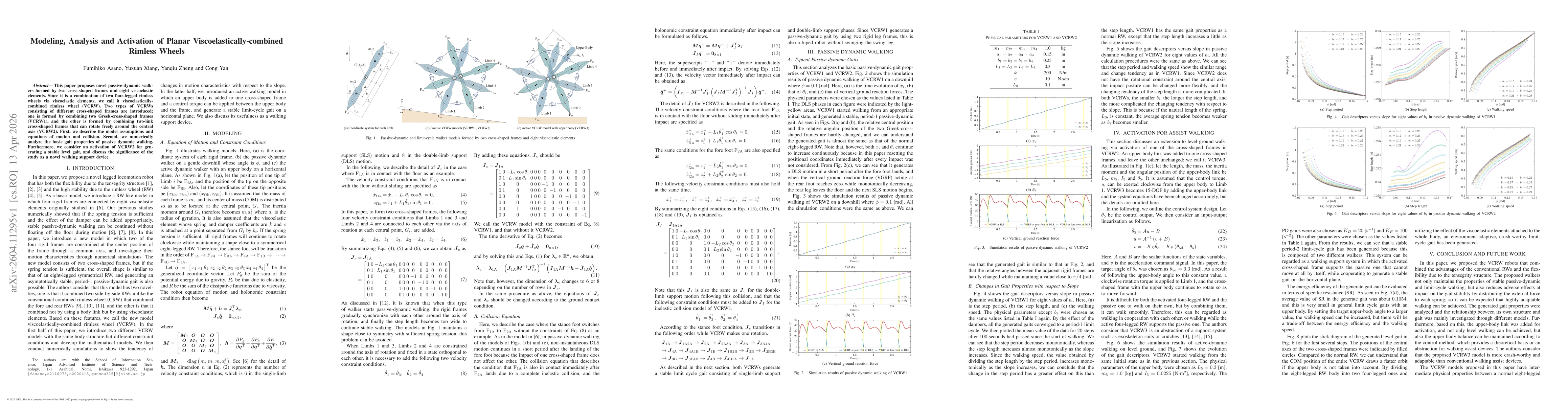 Thumbnail for Modeling, Analysis and Activation of Planar Viscoelastically-combined Rimless Wheels