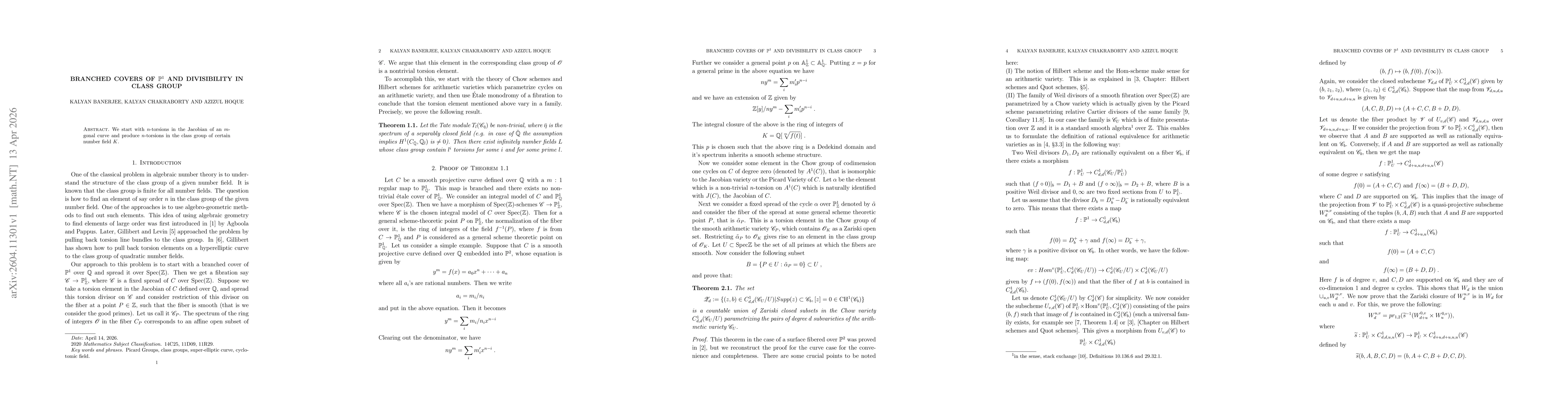 Thumbnail for Branched covers of $\mathbb{P}^1$ and divisibility in class group