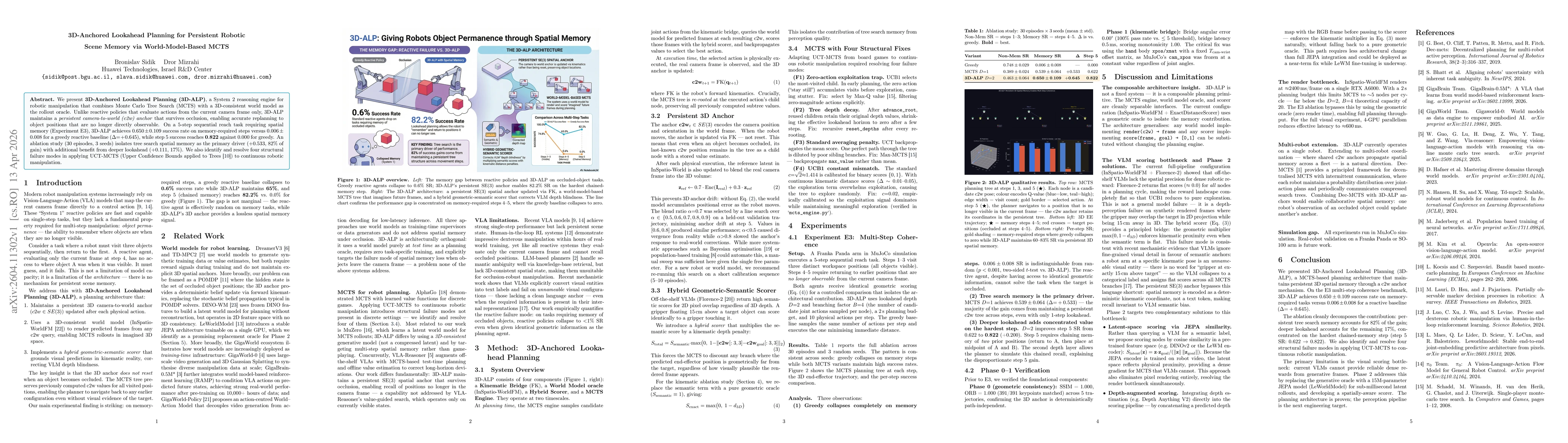 Thumbnail for 3D-Anchored Lookahead Planning for Persistent Robotic Scene Memory via World-Model-Based MCTS