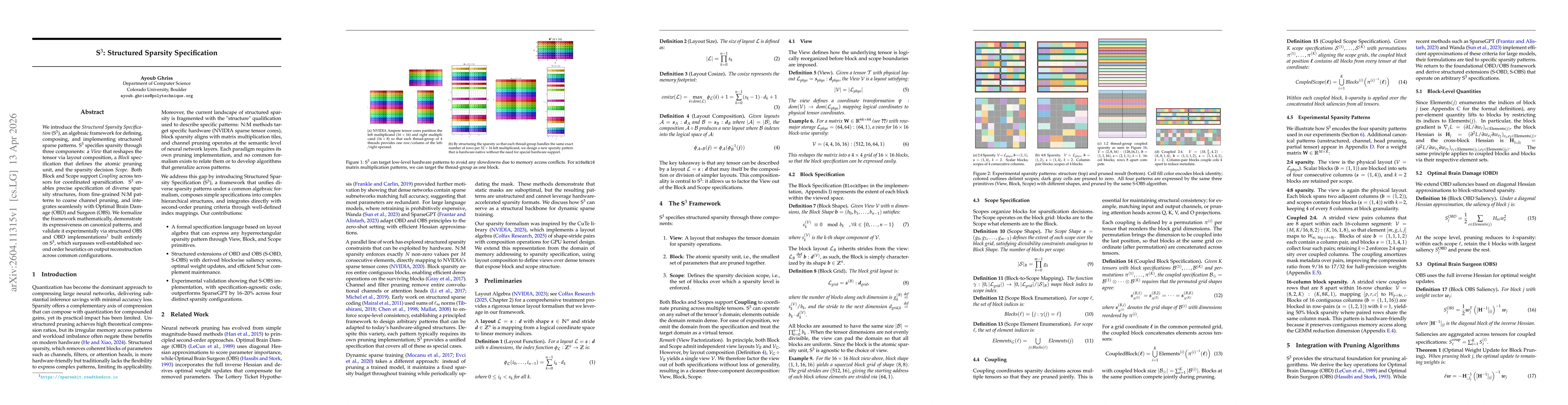 Thumbnail for S$^3$: Structured Sparsity Specification