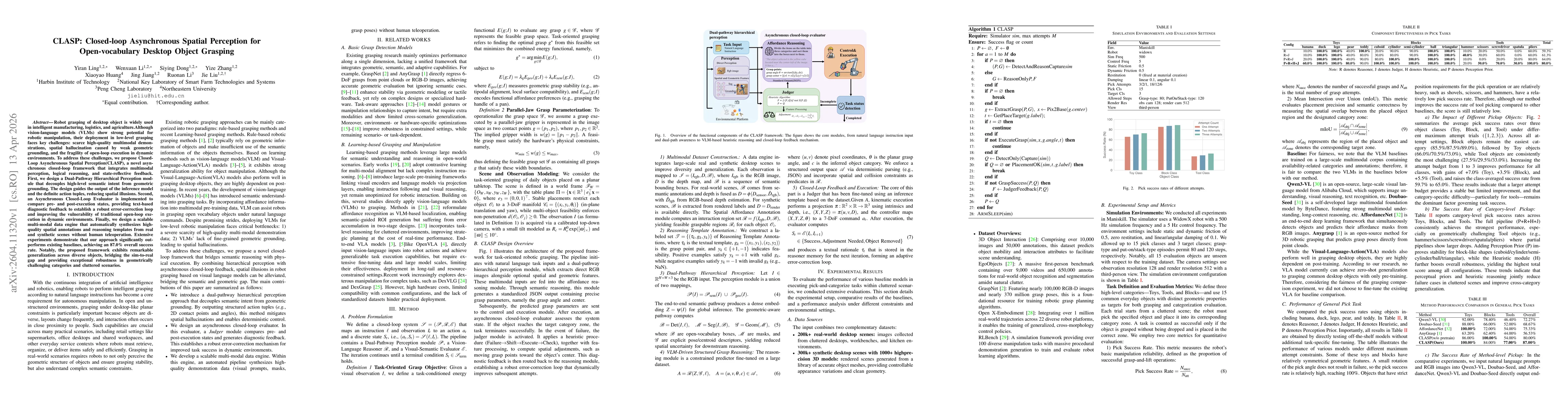 Thumbnail for CLASP: Closed-loop Asynchronous Spatial Perception for Open-vocabulary Desktop Object Grasping