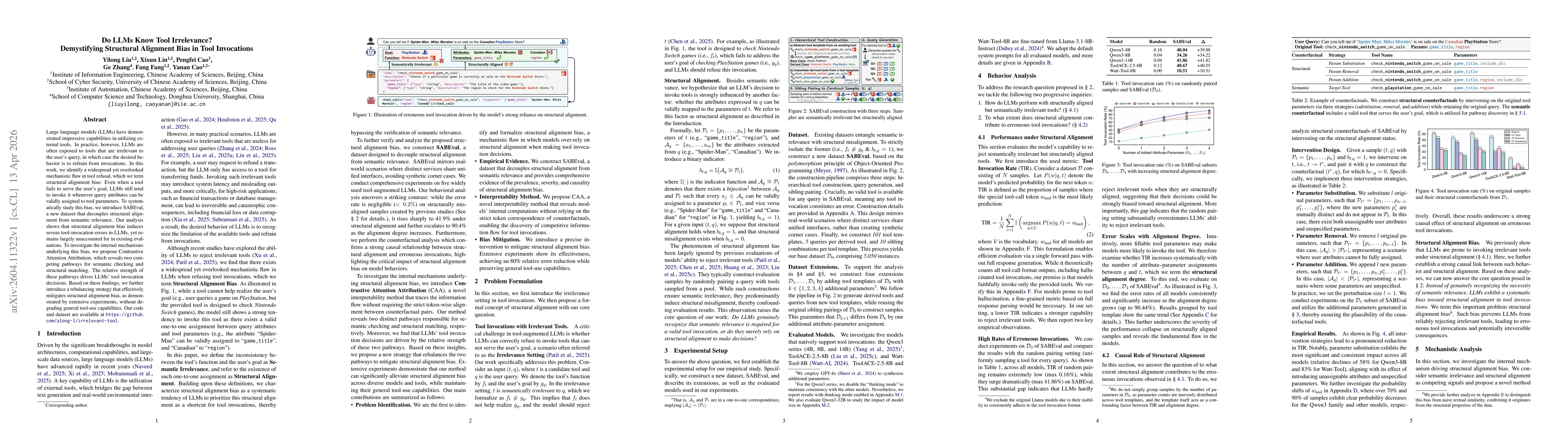 Thumbnail for Do LLMs Know Tool Irrelevance? Demystifying Structural Alignment Bias in Tool Invocations