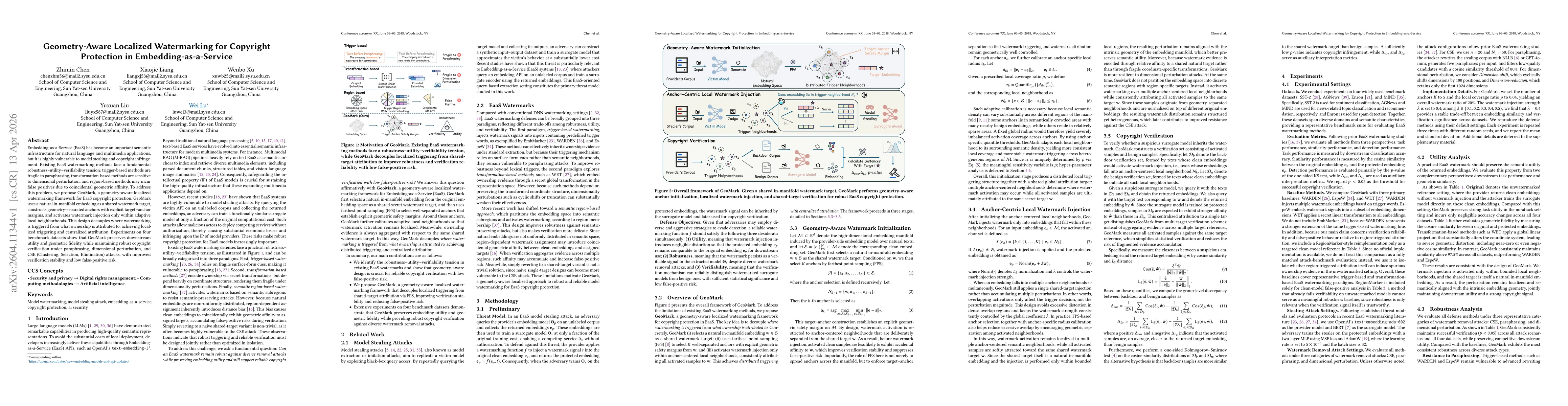 Thumbnail for Geometry-Aware Localized Watermarking for Copyright Protection in Embedding-as-a-Service