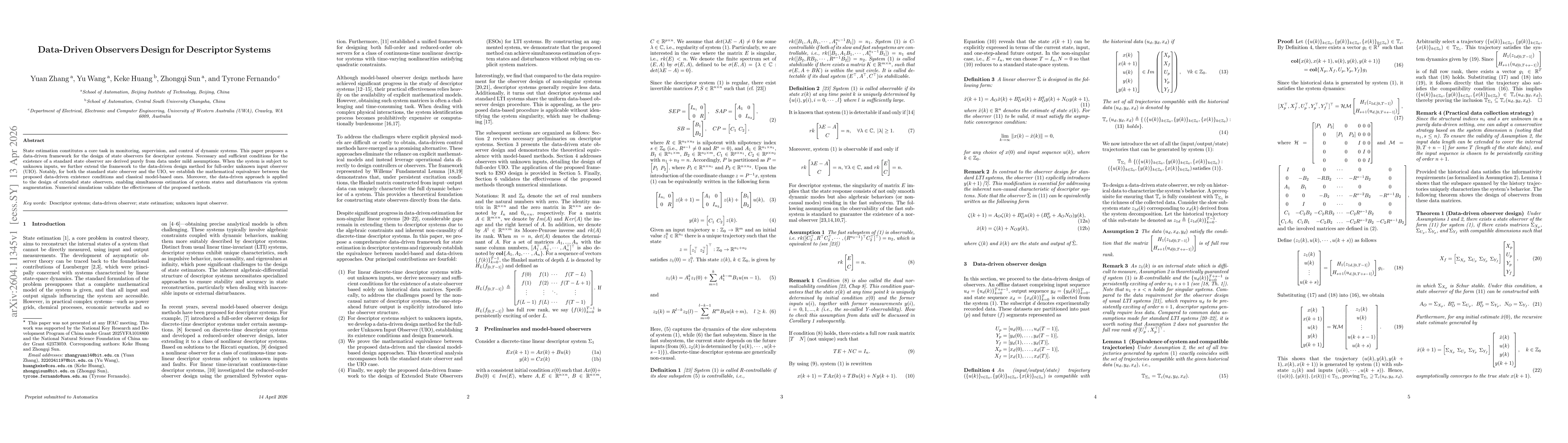 Thumbnail for Data-Driven Observers Design for Descriptor Systems
