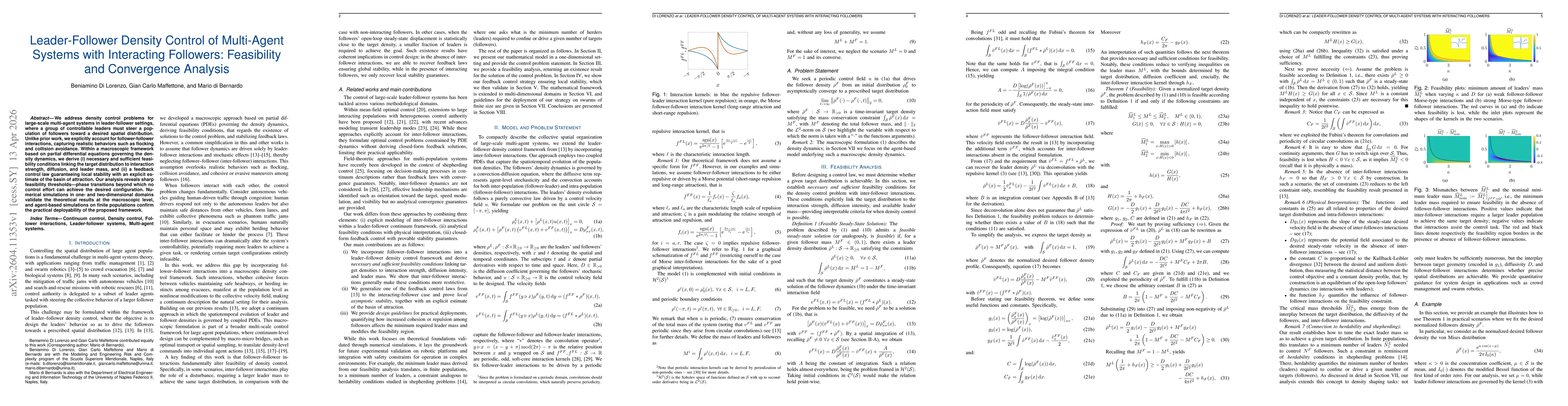 Thumbnail for Leader-Follower Density Control of Multi-Agent Systems with Interacting Followers: Feasibility and Convergence Analysis