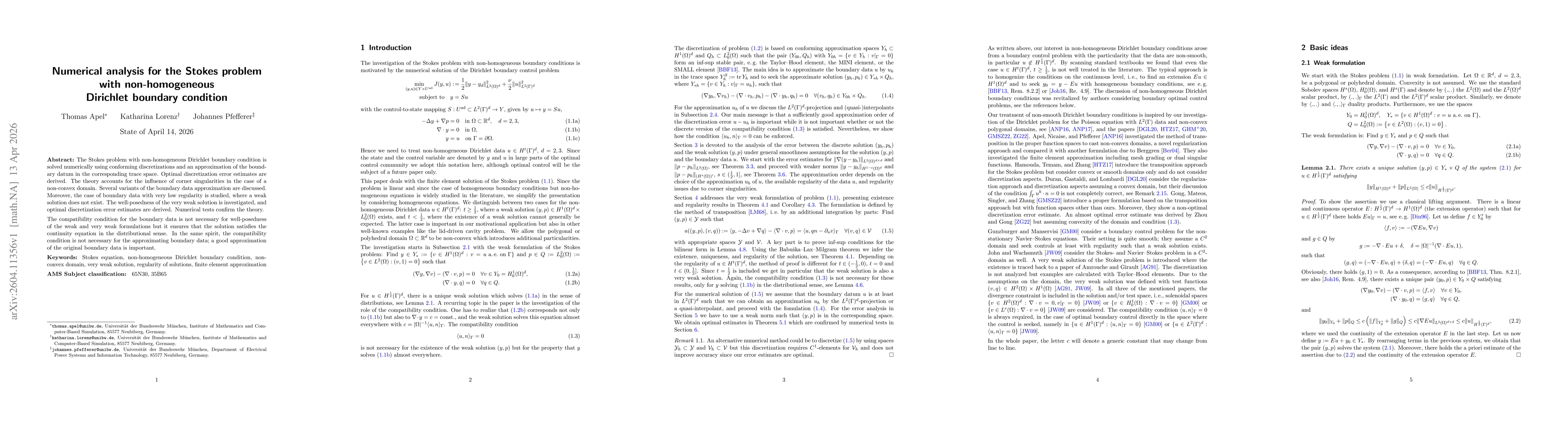 Thumbnail for Numerical analysis for the Stokes problem with non-homogeneous Dirichlet boundary condition