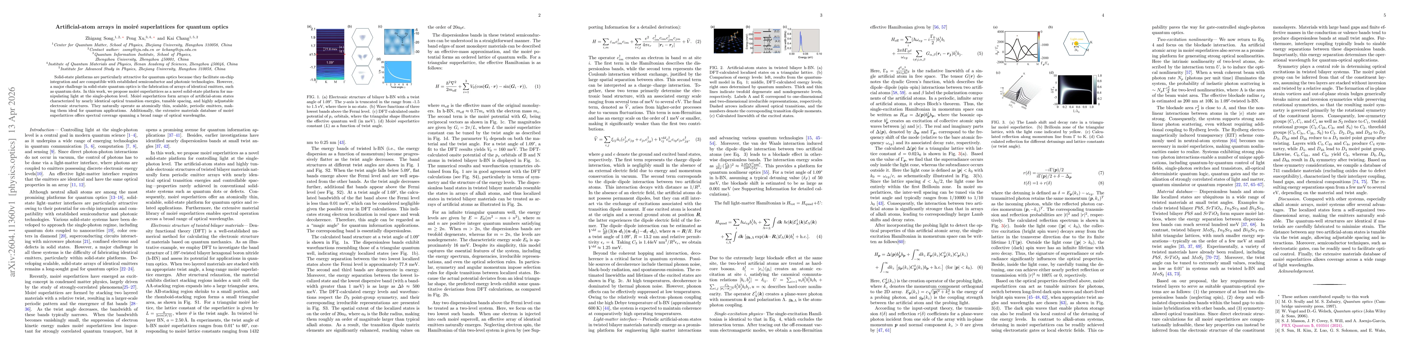 Thumbnail for Artificial-atom arrays in moire superlattices for quantum optics