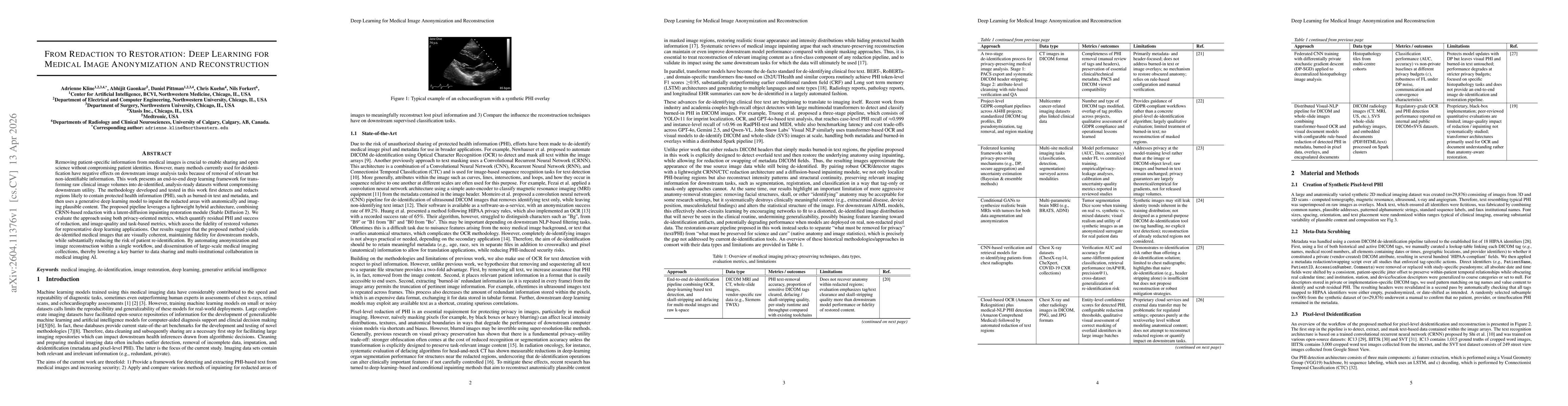 Thumbnail for From Redaction to Restoration: Deep Learning for Medical Image Anonymization and Reconstruction