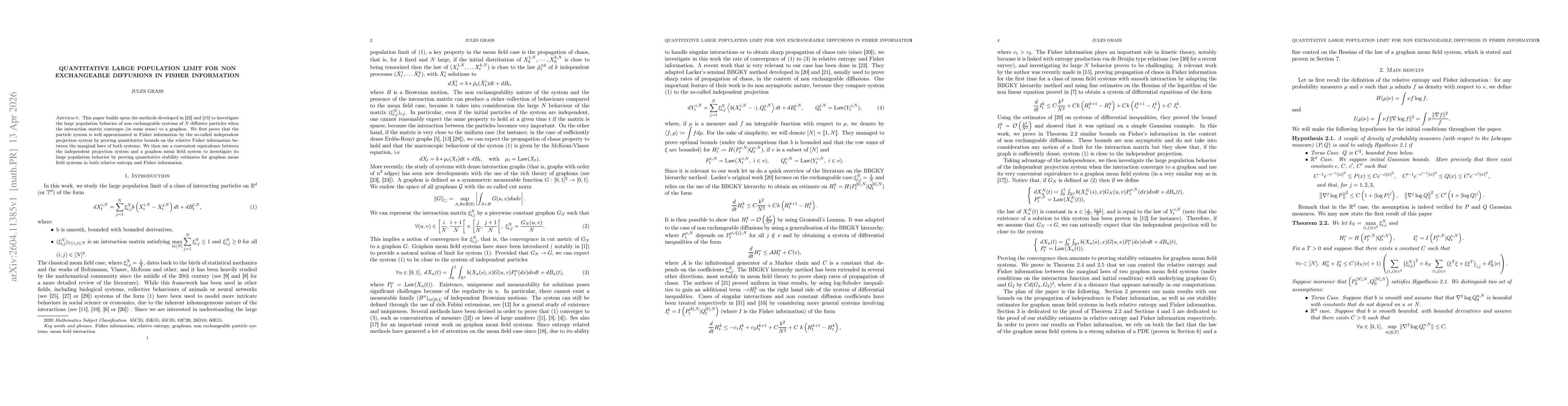 Thumbnail for Quantitative Large Population Limit for Non Exchangeable Diffusions in Fisher Information