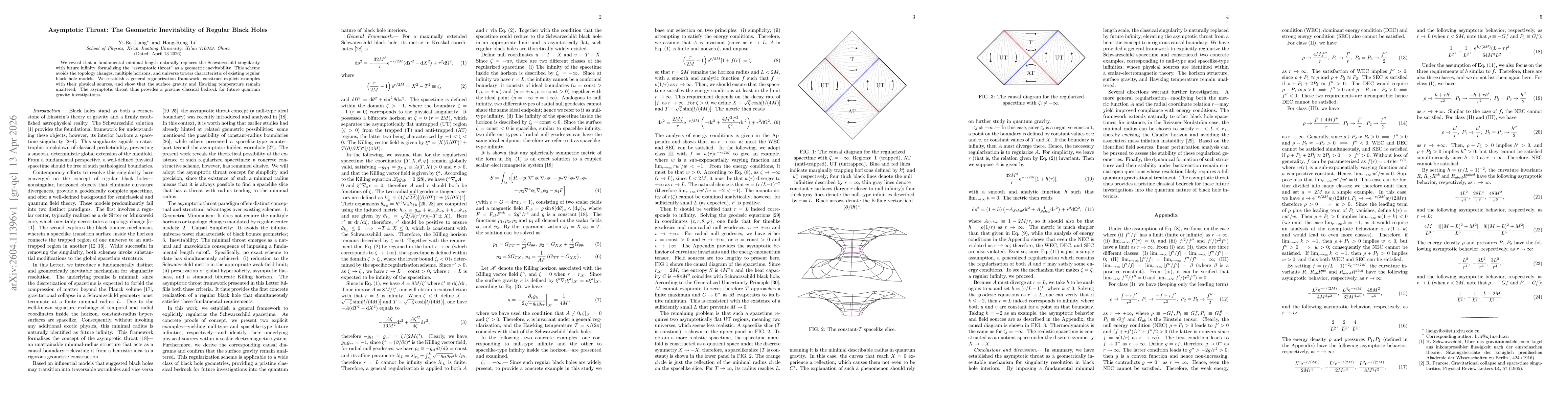Thumbnail for Asymptotic Throat: The Geometric Inevitability of Regular Black Holes
