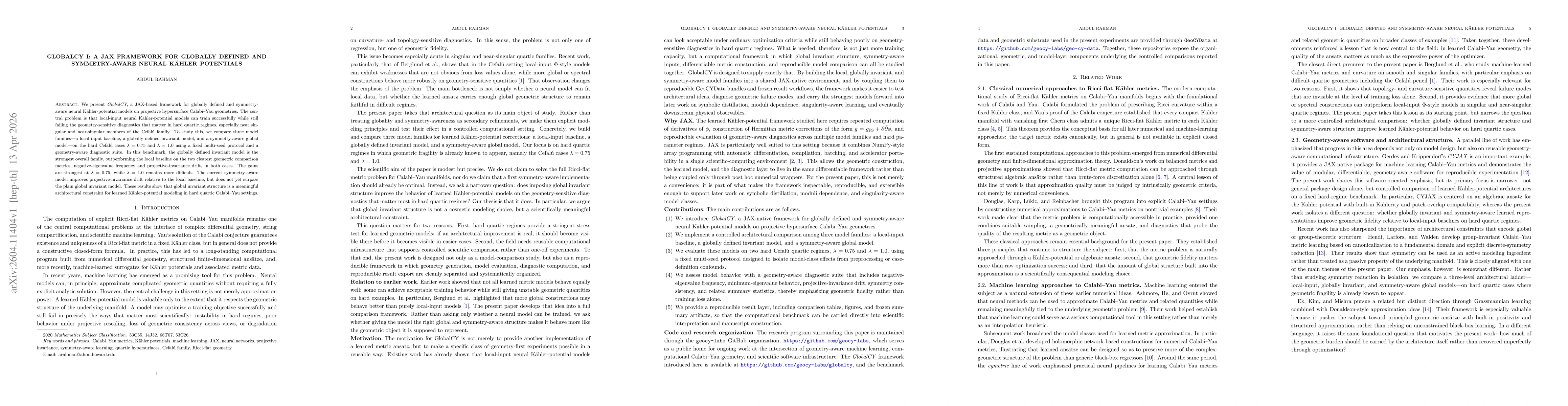 Thumbnail for GlobalCY I: A JAX Framework for Globally Defined and Symmetry-Aware Neural Kähler Potentials