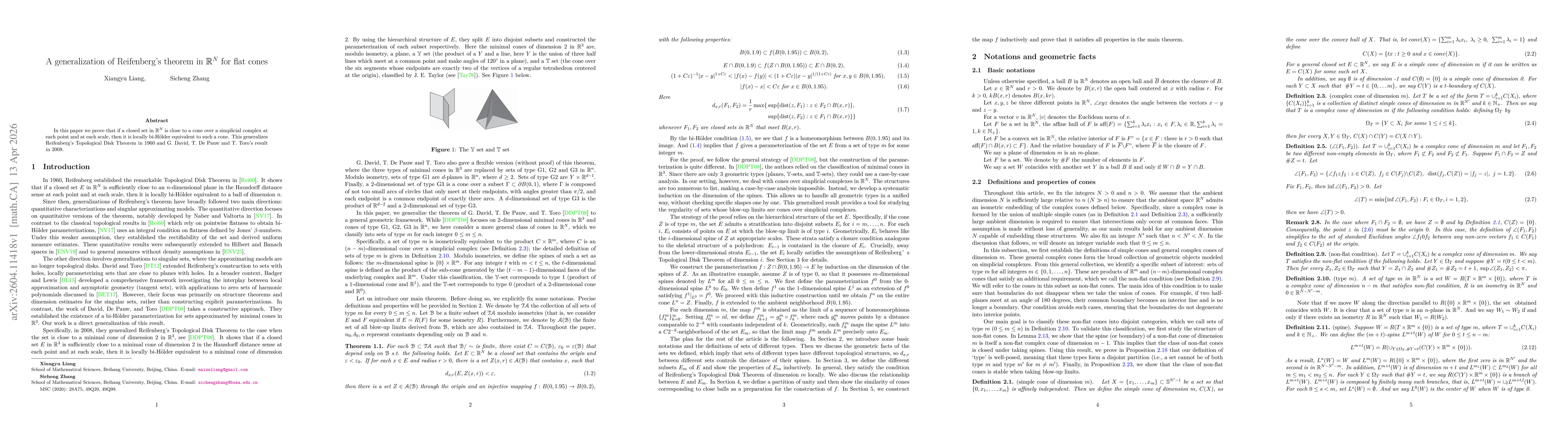 Thumbnail for A generalization of Reifenberg's theorem in R^N for flat cones