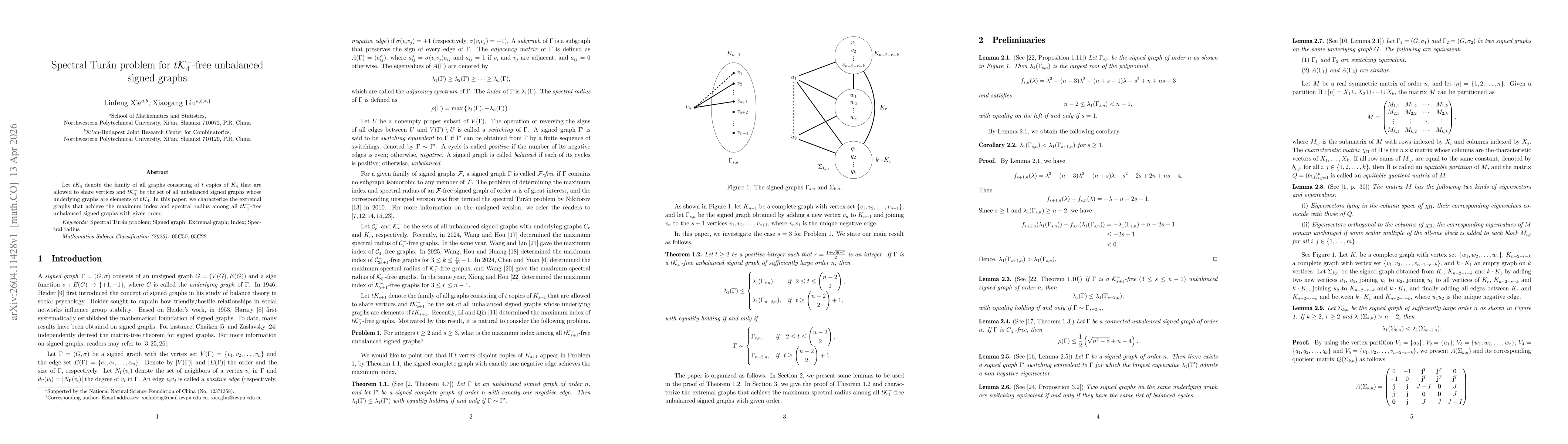 Thumbnail for Spectral Turán problem for $t\mathcal{K}_{4}^{-}$-free unbalanced signed graphs