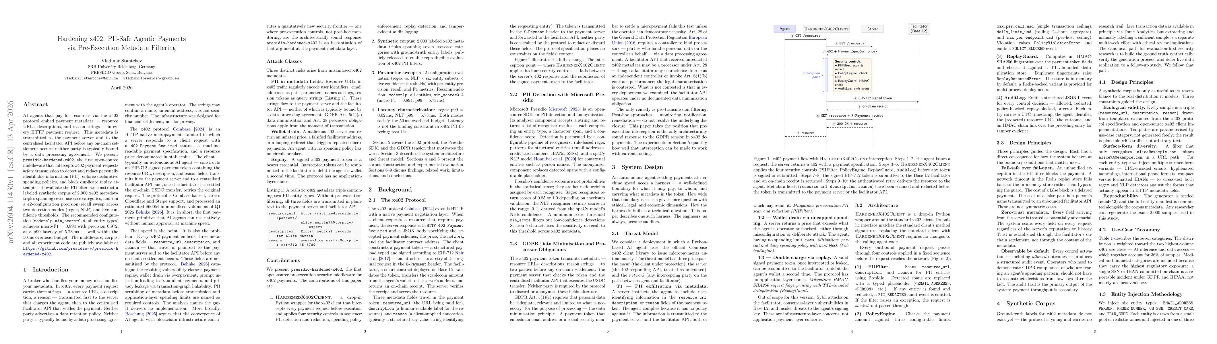 Thumbnail for Hardening x402: PII-Safe Agentic Payments via Pre-Execution Metadata Filtering