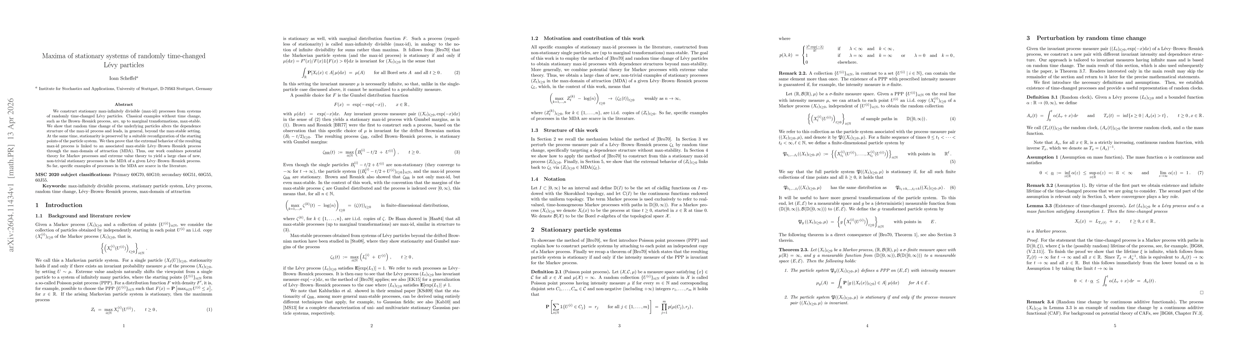 Thumbnail for Maxima of stationary systems of randomly time-changed Lévy particles