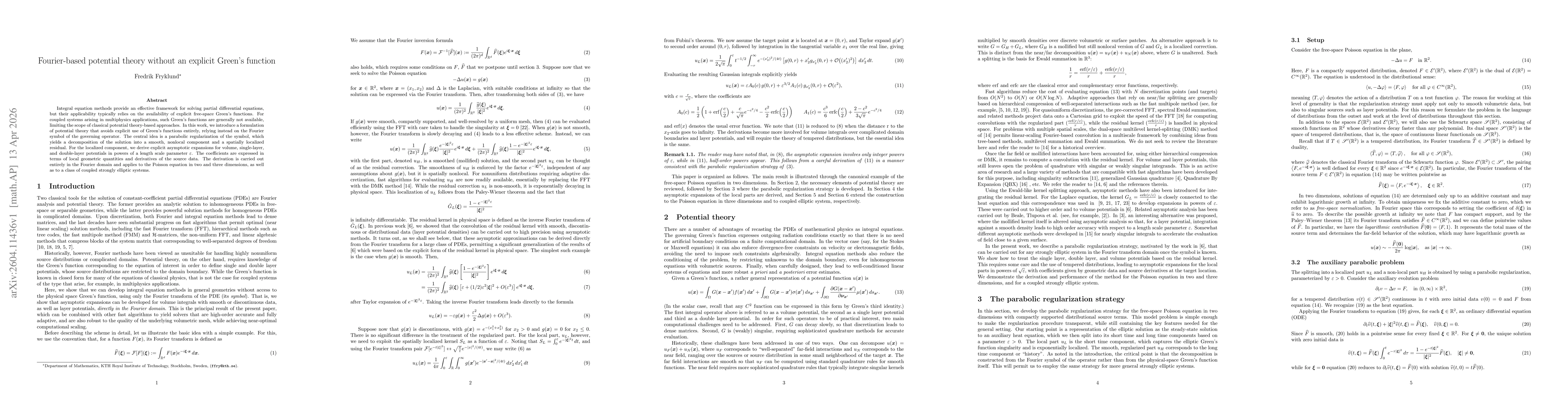 Thumbnail for Fourier-based potential theory without an explicit Green's function