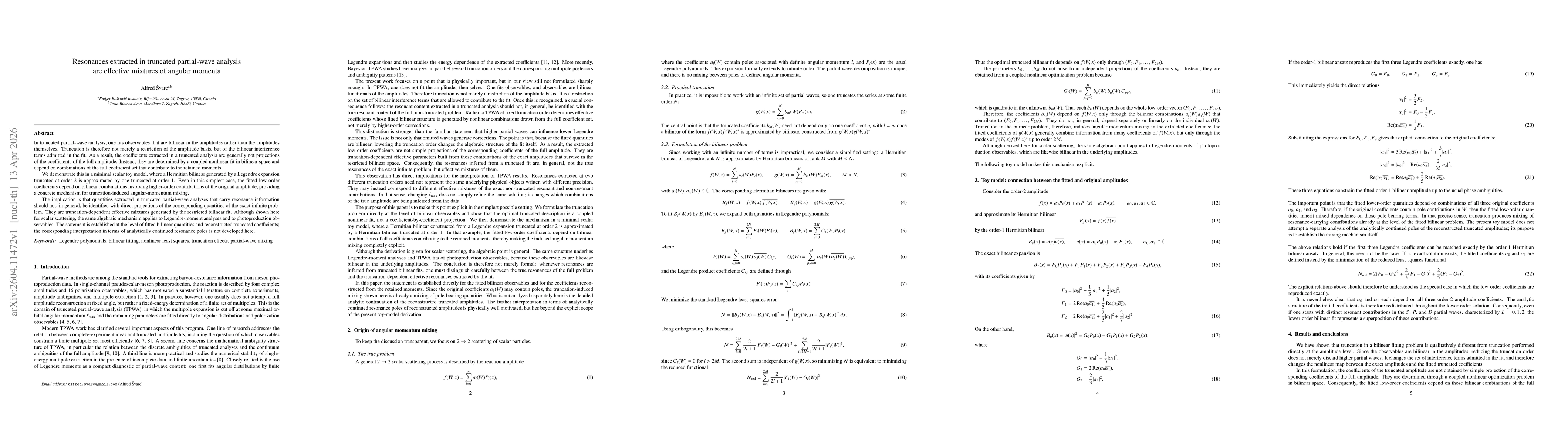 Thumbnail for Resonances extracted in truncated partial-wave analysis are effective mixtures of angular momenta