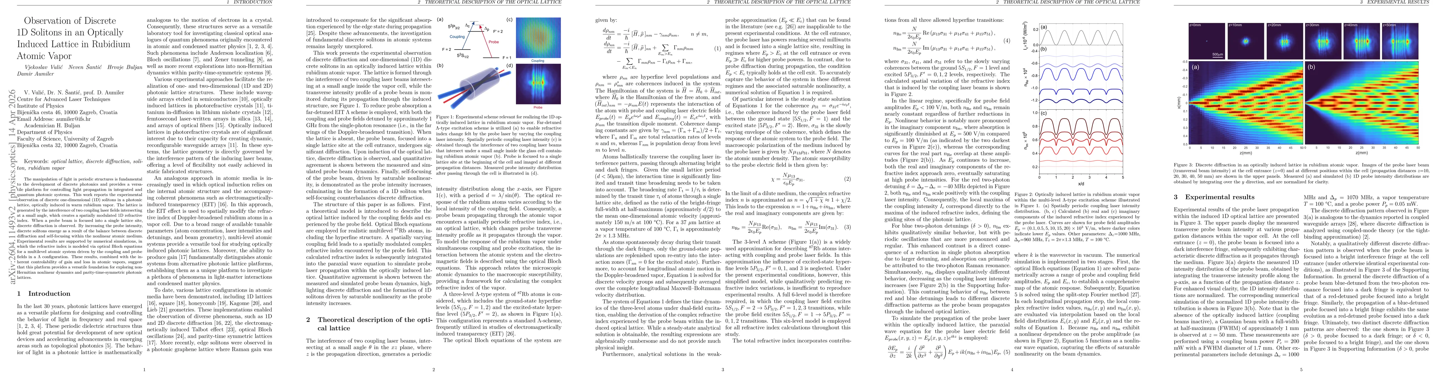 Thumbnail for Observation of Discrete 1D Solitons in an Optically Induced Lattice in Rubidium Atomic Vapor