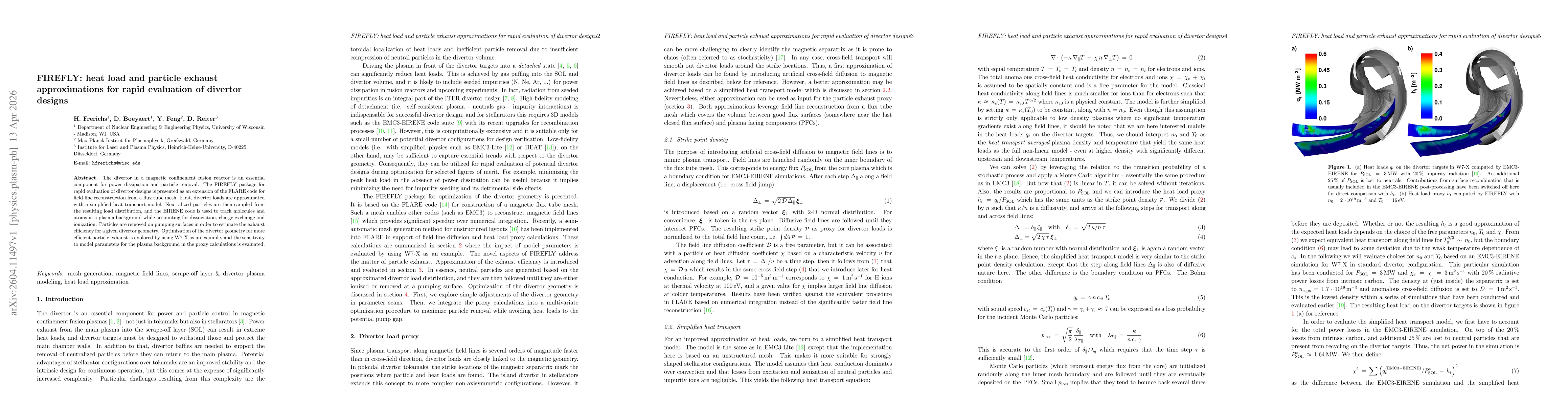 Thumbnail for FIREFLY: heat load and particle exhaust approximations for rapid evaluation of divertor designs