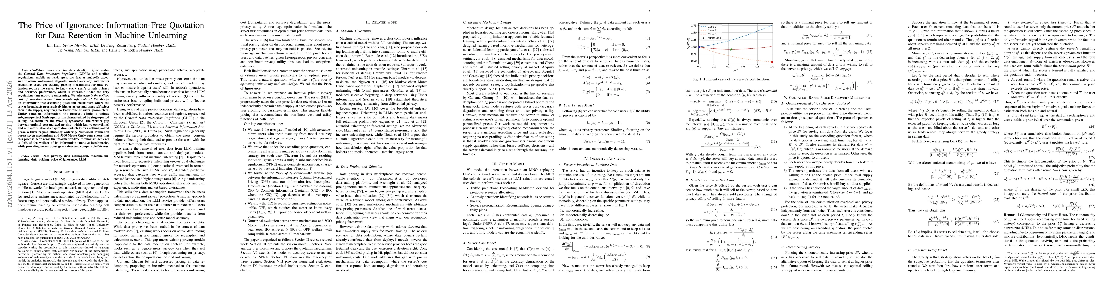 Thumbnail for The Price of Ignorance: Information-Free Quotation for Data Retention in Machine Unlearning