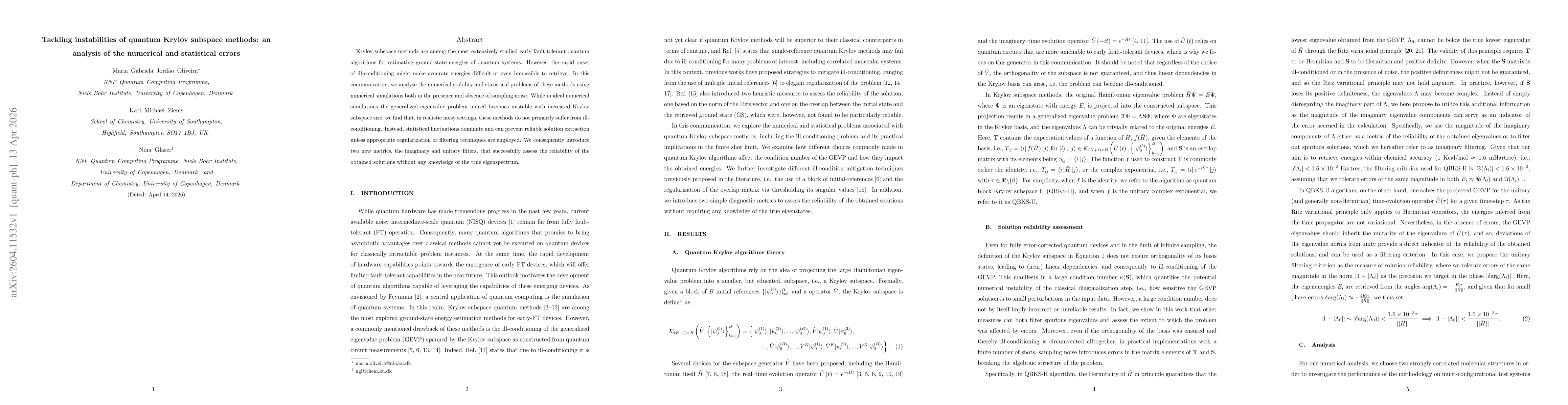 Thumbnail for Tackling instabilities of quantum Krylov subspace methods: an analysis of the numerical and statistical errors