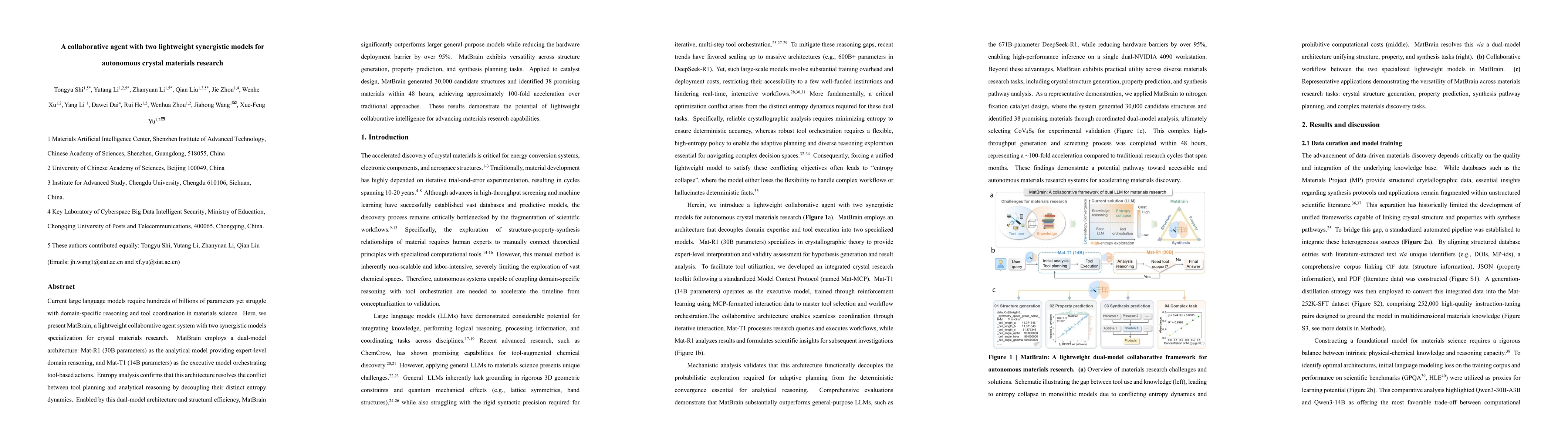 Thumbnail for A collaborative agent with two lightweight synergistic models for autonomous crystal materials research