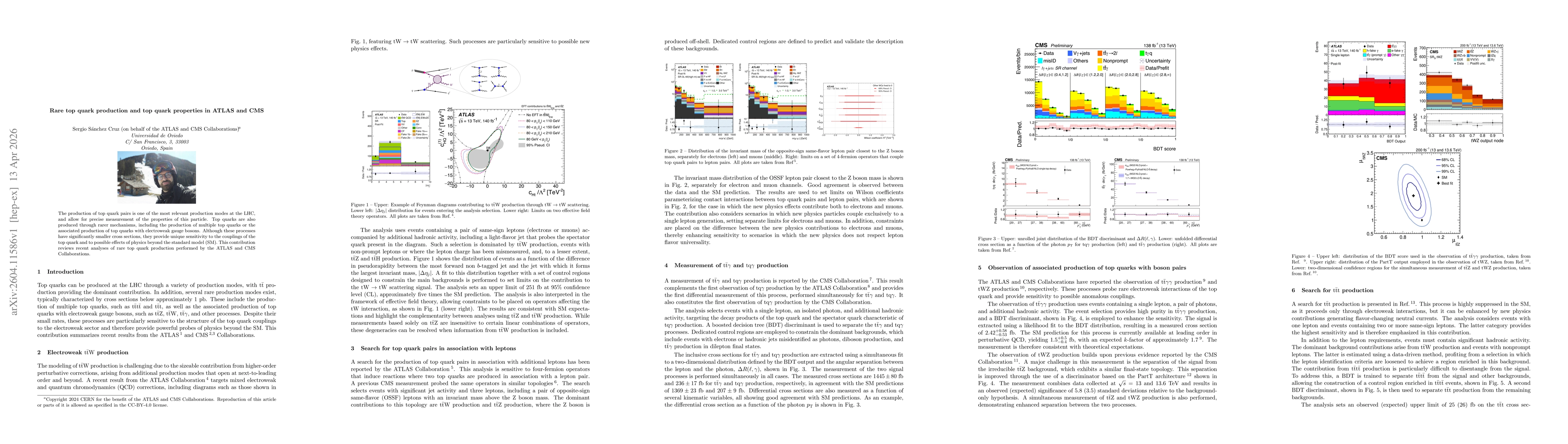 Thumbnail for Rare top quark production and top quark properties in ATLAS and CMS