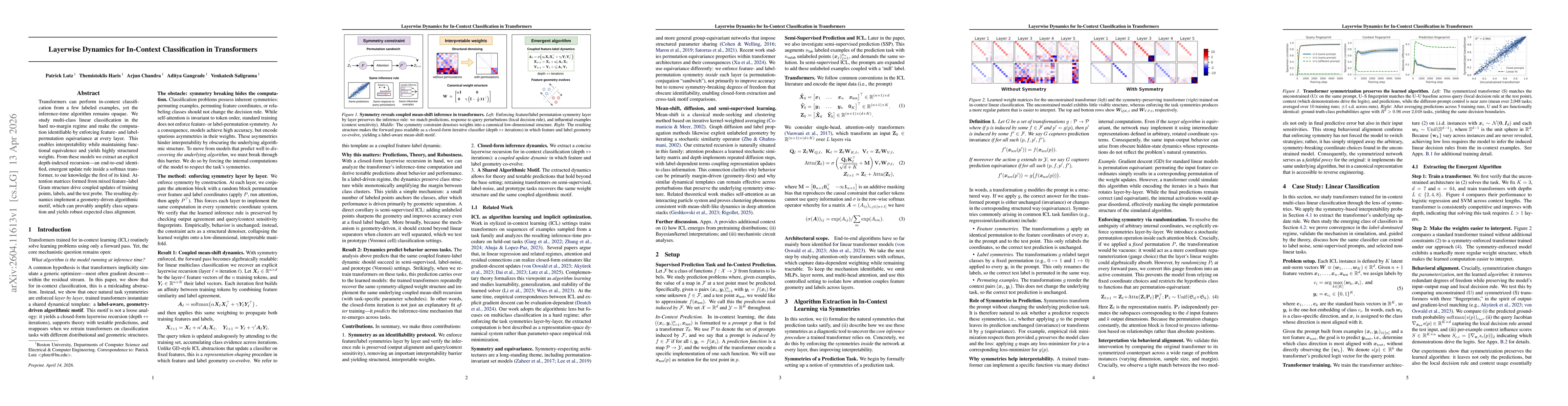 Thumbnail for Layerwise Dynamics for In-Context Classification in Transformers