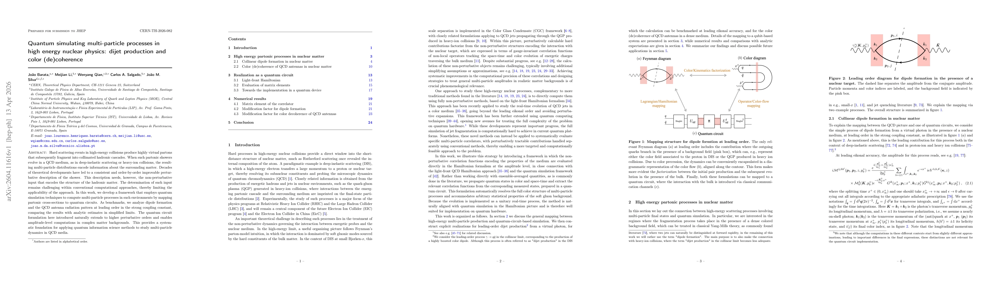 Thumbnail for Quantum simulating multi-particle processes in high energy nuclear physics: dijet production and color (de)coherence