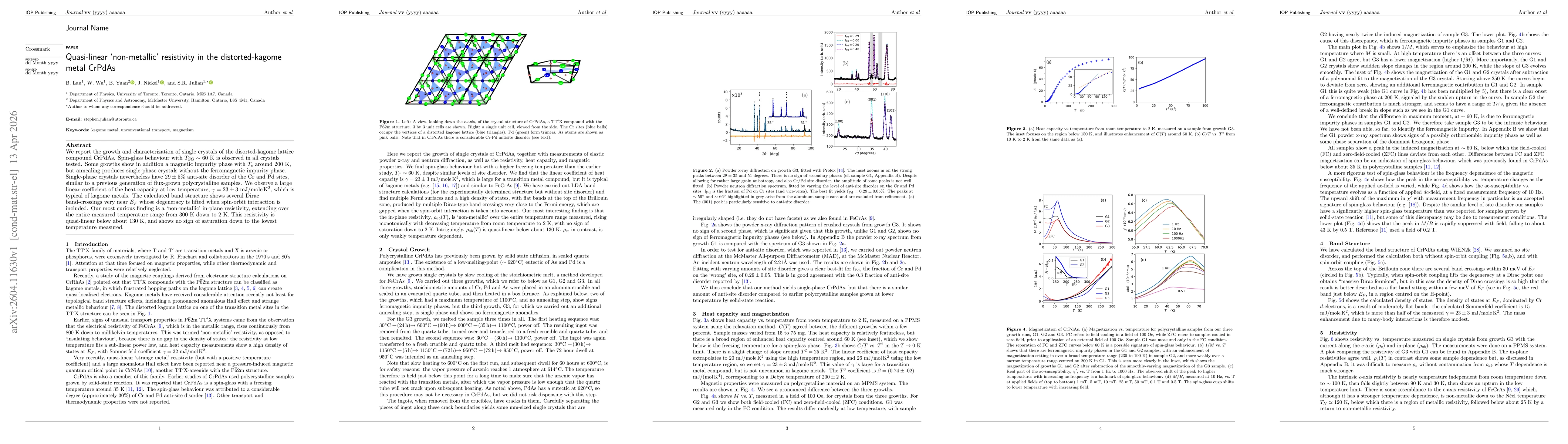 Thumbnail for Quasi-linear `non-metallic' resistivity in the distorted-kagome metal CrPdAs