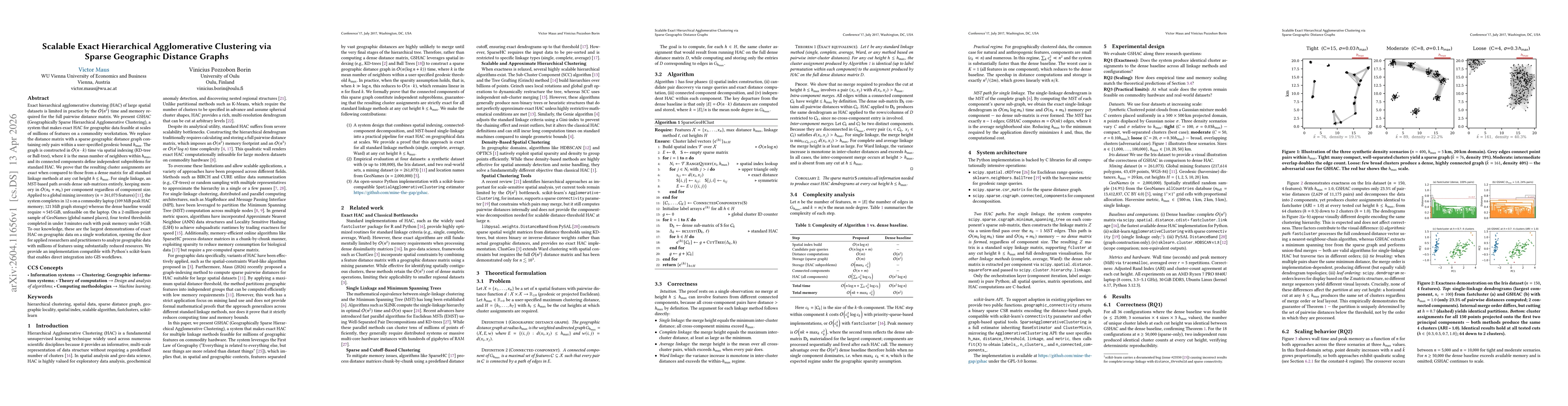 Thumbnail for Scalable Exact Hierarchical Agglomerative Clustering via Sparse Geographic Distance Graphs