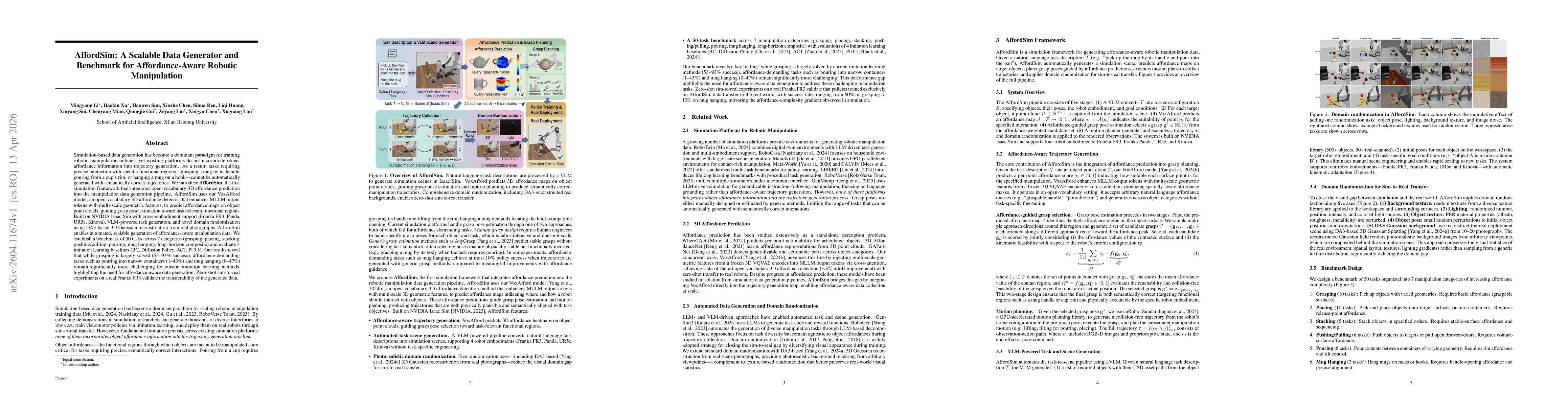 Thumbnail for AffordSim: A Scalable Data Generator and Benchmark for Affordance-Aware Robotic Manipulation