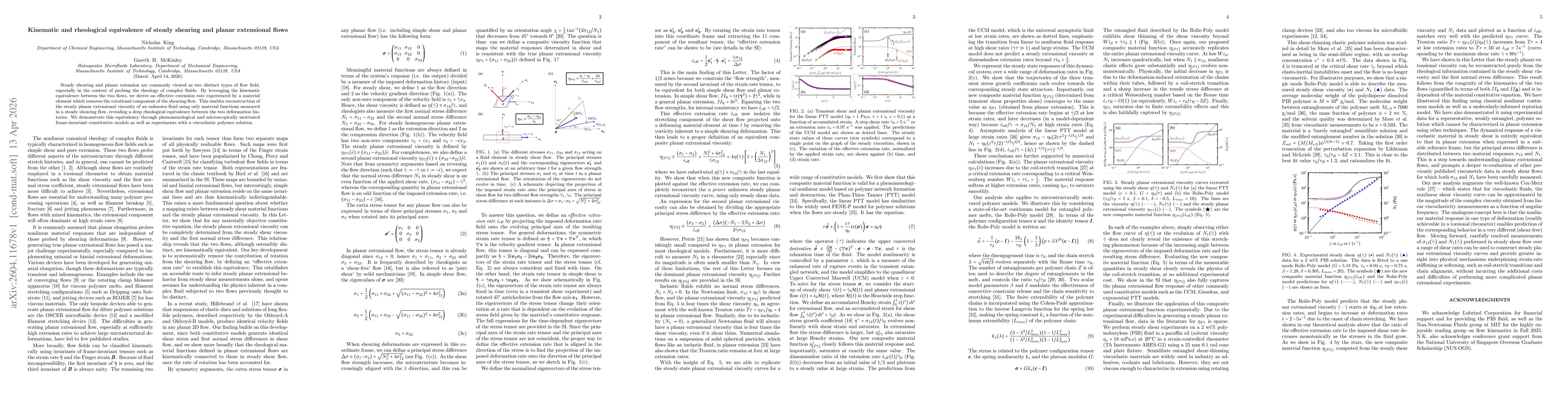 Thumbnail for Kinematic and rheological equivalence of steady shearing and planar extensional flows