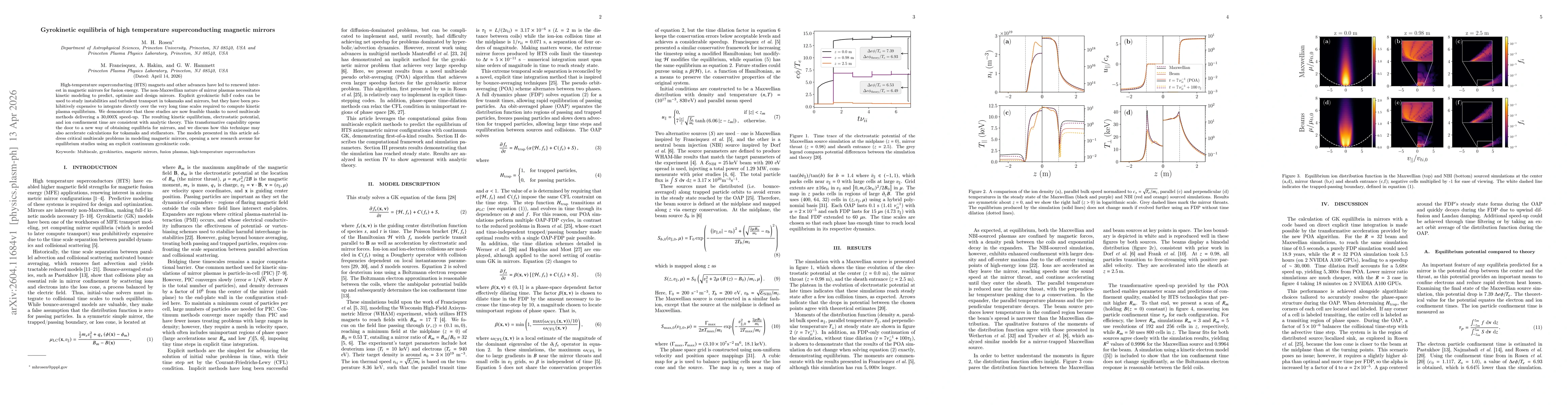 Thumbnail for Gyrokinetic equilibria of high temperature superconducting magnetic mirrors