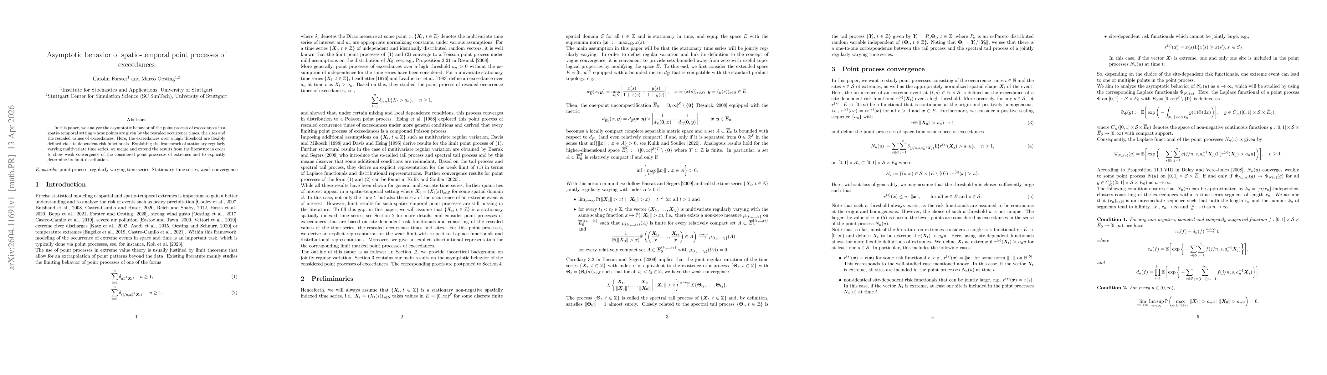 Thumbnail for Asymptotic behavior of spatio-temporal point processes of exceedances