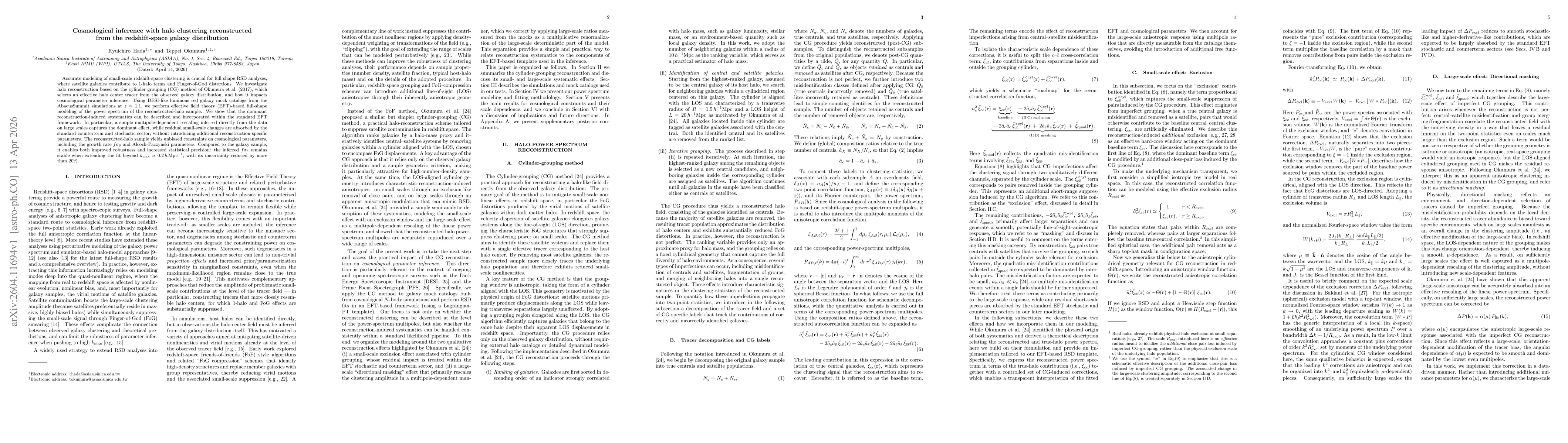 Thumbnail for Cosmological inference with halo clustering reconstructed from the redshift-space galaxy distribution