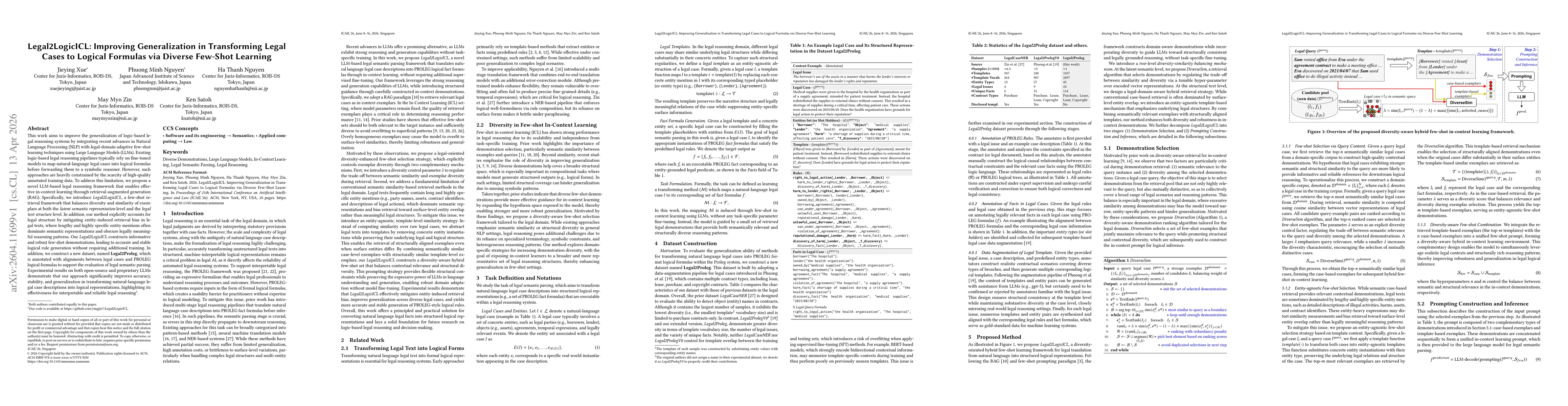 Thumbnail for Legal2LogicICL: Improving Generalization in Transforming Legal Cases to Logical Formulas via Diverse Few-Shot Learning