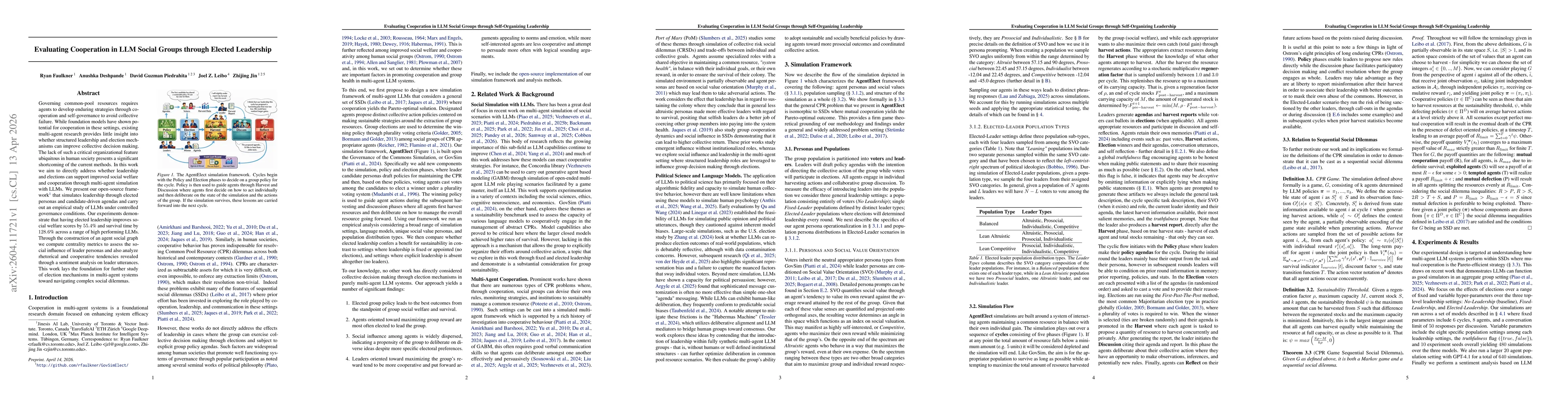 Thumbnail for Evaluating Cooperation in LLM Social Groups through Elected Leadership