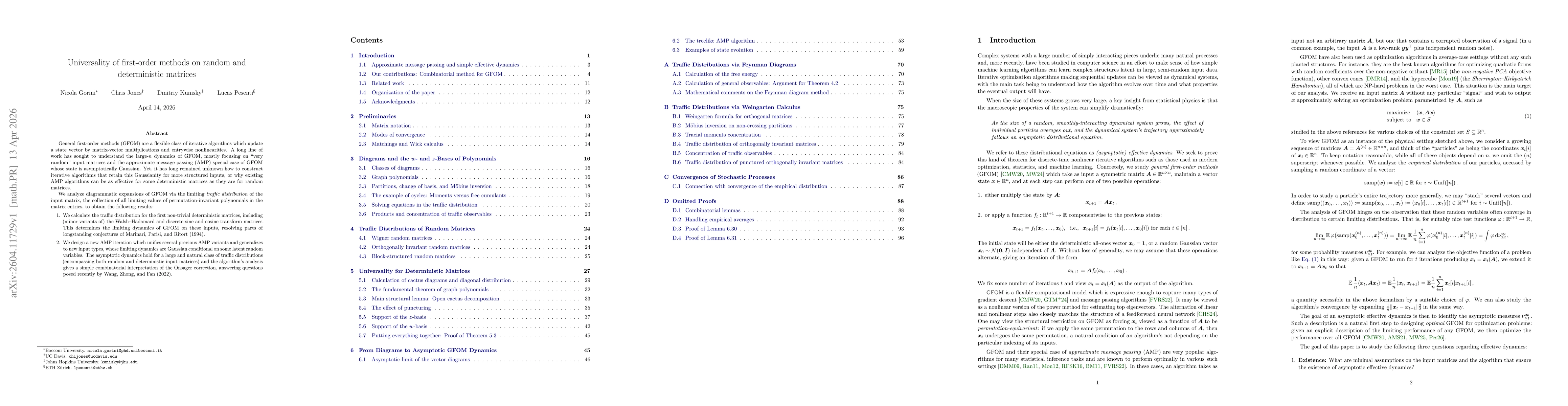 Thumbnail for Universality of first-order methods on random and deterministic matrices