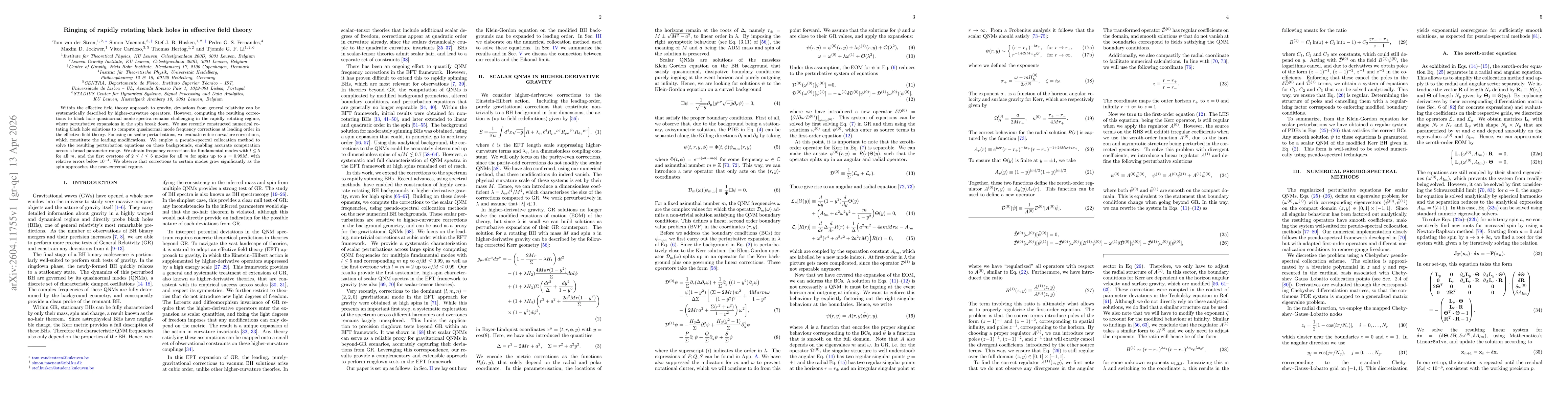 Thumbnail for Ringing of rapidly rotating black holes in effective field theory