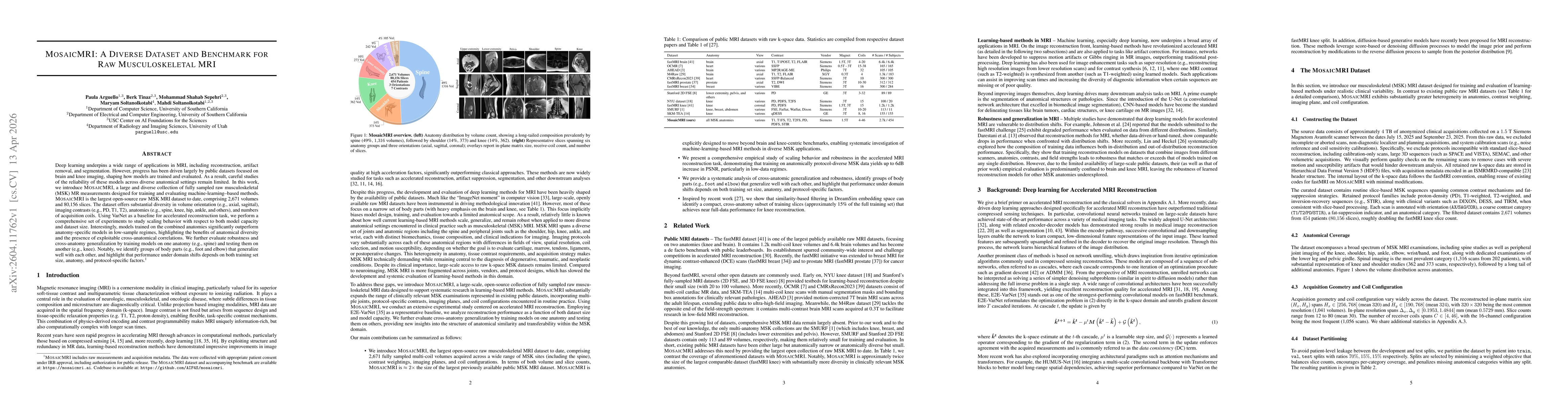 Thumbnail for MosaicMRI: A Diverse Dataset and Benchmark for Raw Musculoskeletal MRI