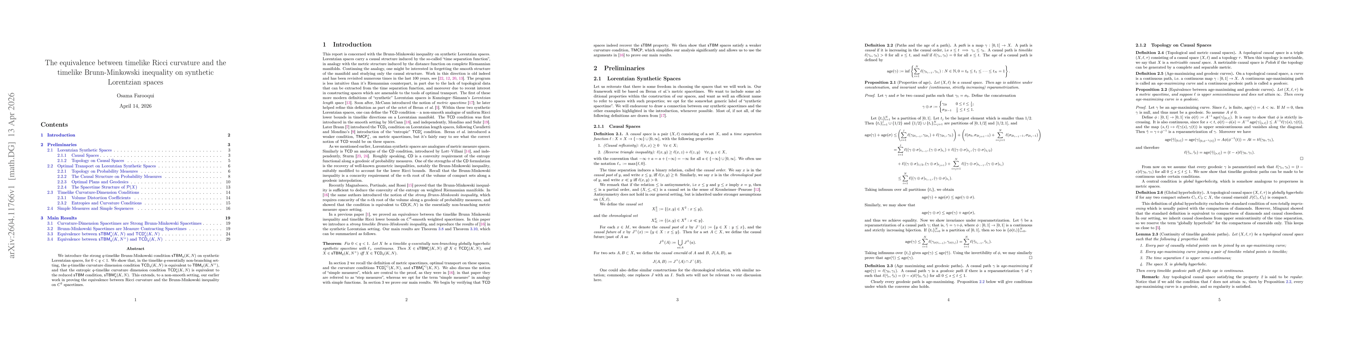 Thumbnail for The equivalence between timelike Ricci curvature and the timelike Brunn Minkowski inequality on synthetic Lorentzian spaces