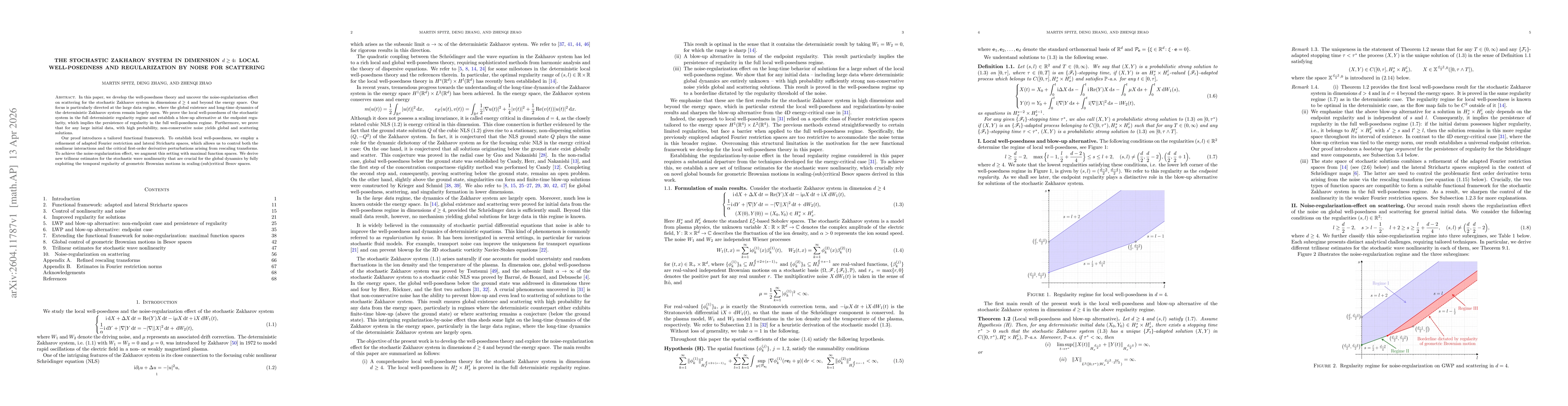 Thumbnail for The stochastic Zakharov system in dimension $d \geq 4$: Local well-posedness and regularization by noise for scattering