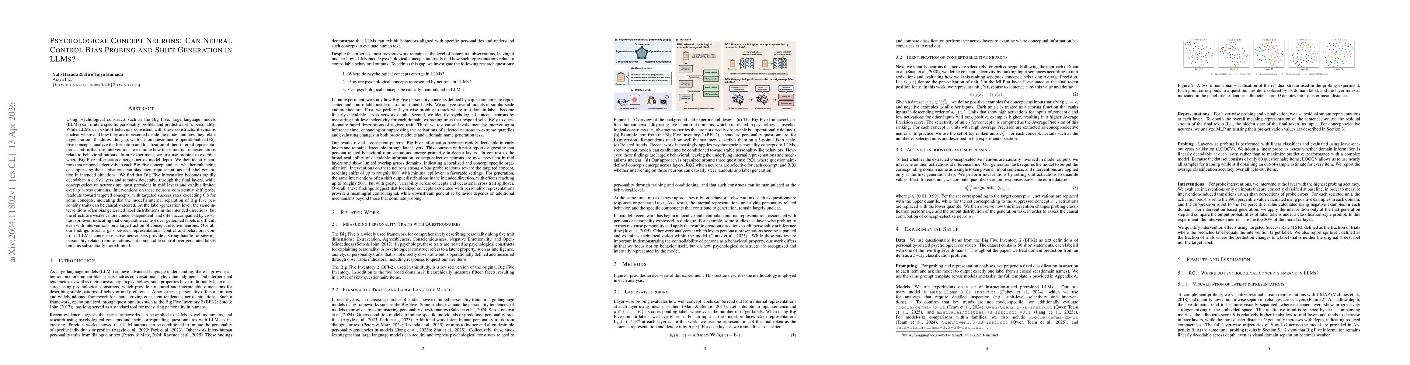 Thumbnail for Psychological Concept Neurons: Can Neural Control Bias Probing and Shift Generation in LLMs?