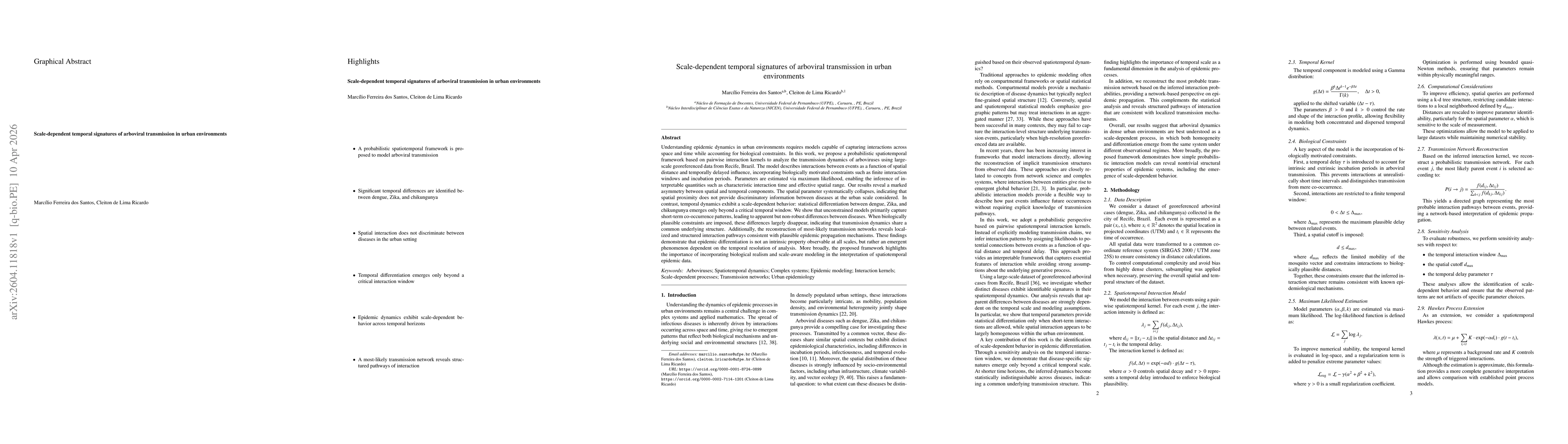 Thumbnail for Scale-dependent Temporal Signatures of Arboviral Transmission in Urban Environments