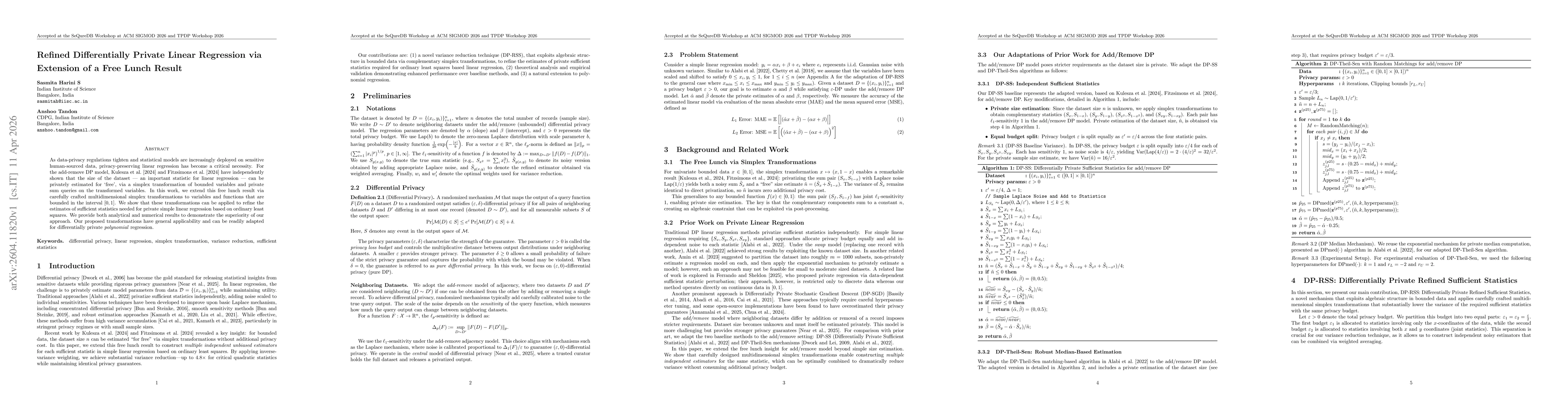 Thumbnail for Refined Differentially Private Linear Regression via Extension of a Free Lunch Result