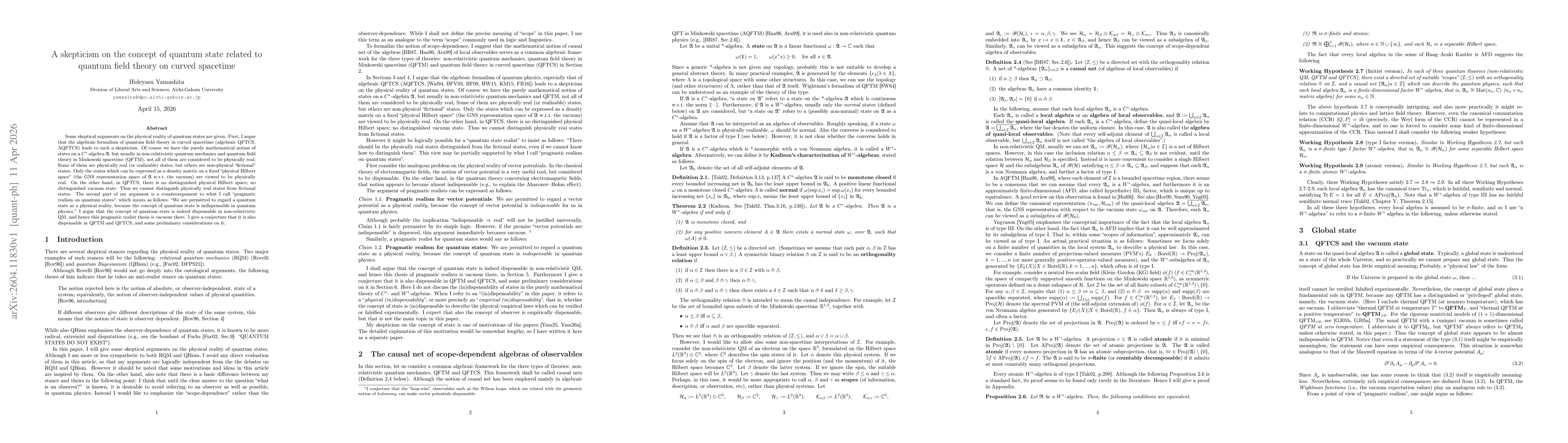 Thumbnail for A skepticism on the concept of quantum state related to quantum field theory on curved spacetime